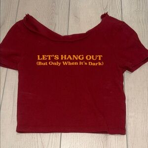 Women's Red Crop Top with Yellow Slogan